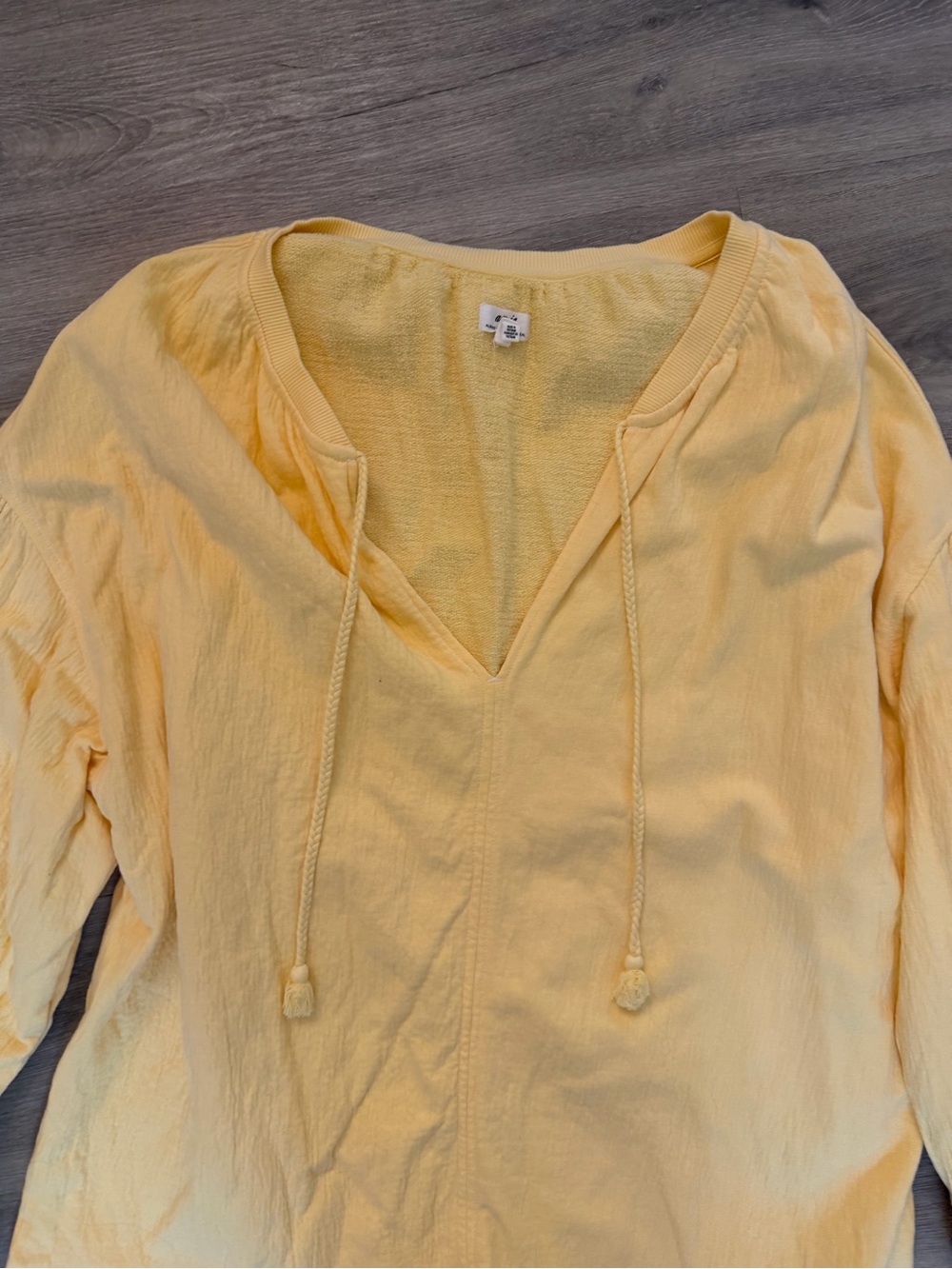 aerie Soft Yellow V-Neck Tie-Front Tunic Top - Picture 2 of 3